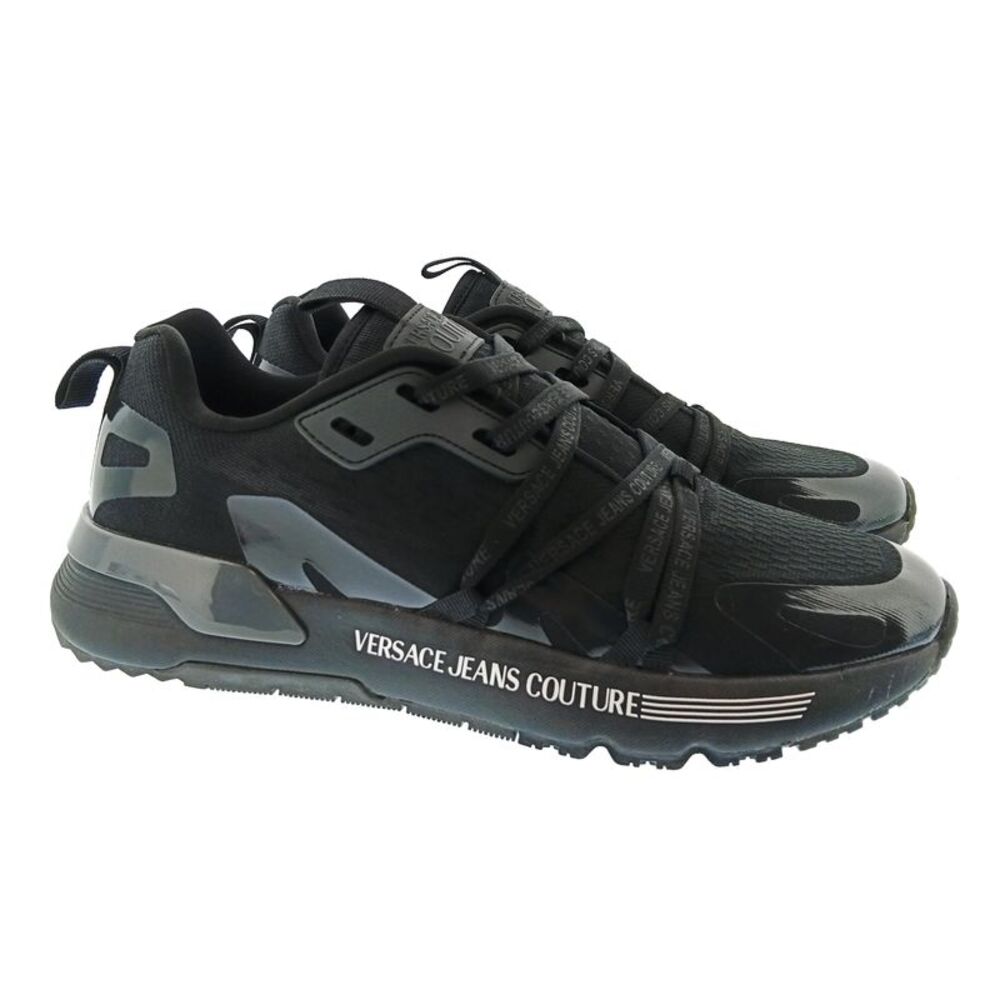 Versace Jeans Couture Mens Black / Gray Panel Runner Sneakers